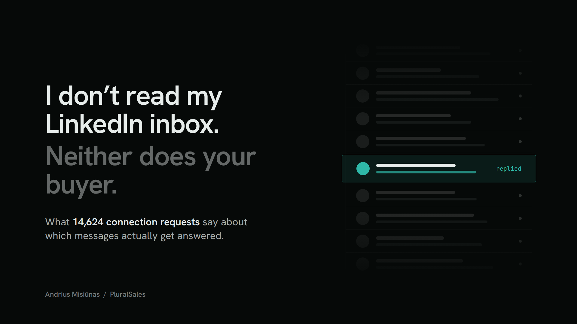 I don't read my LinkedIn inbox. Neither does your buyer. What 14,624 connection requests say about which messages get answered.
